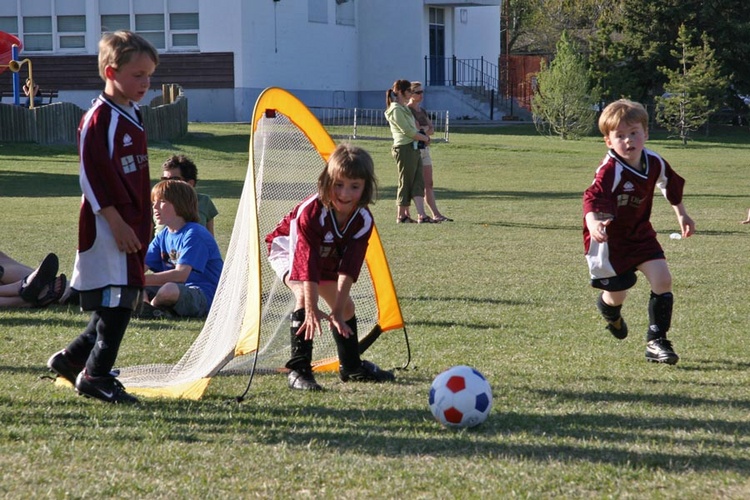 Emily starts off in goal...