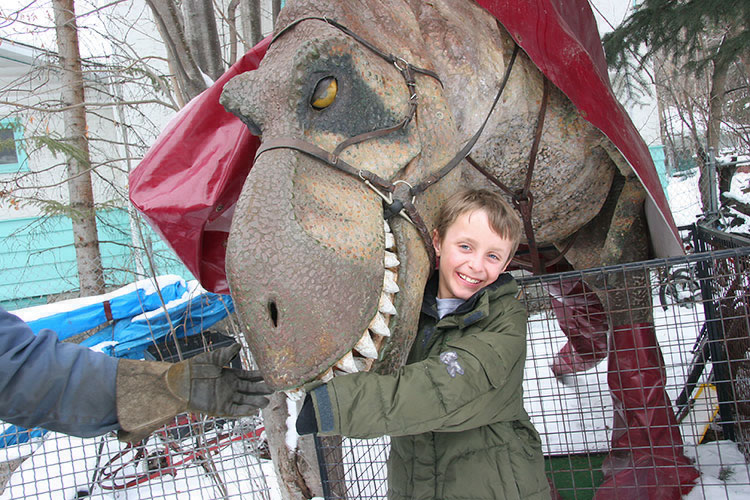 where Riley was introduced to Kevan's pet dinosaur...