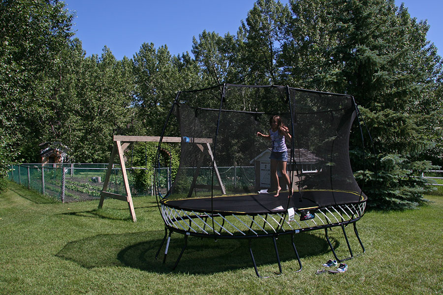 Brooke enjoying a quiet afternoon on the trampoline...