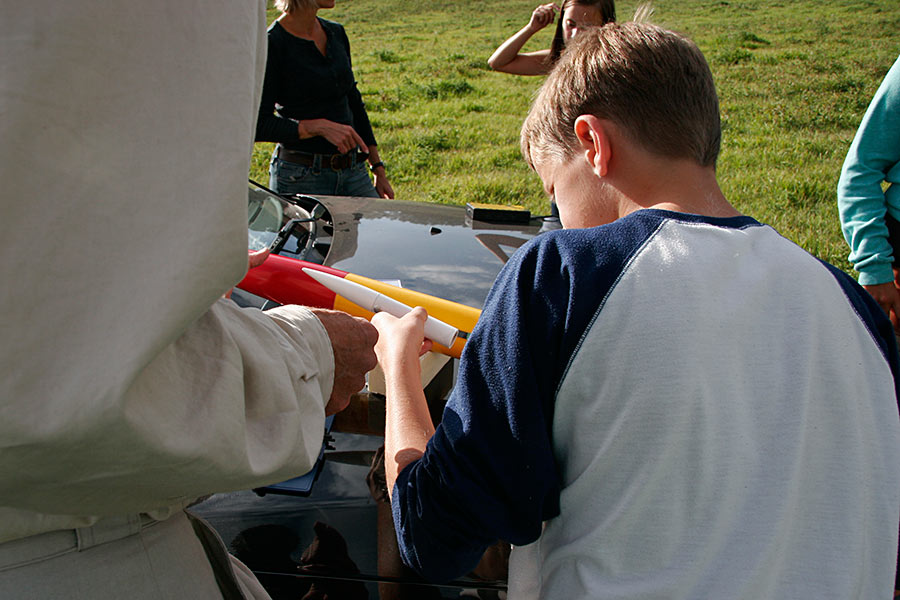 Riley helping to mount the camera...