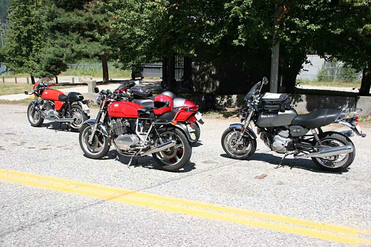 Two Laverda's, a Ducati and a Moto Guzzi.
