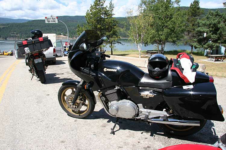 A Laverda 1000 waiting patiently for the ferry...