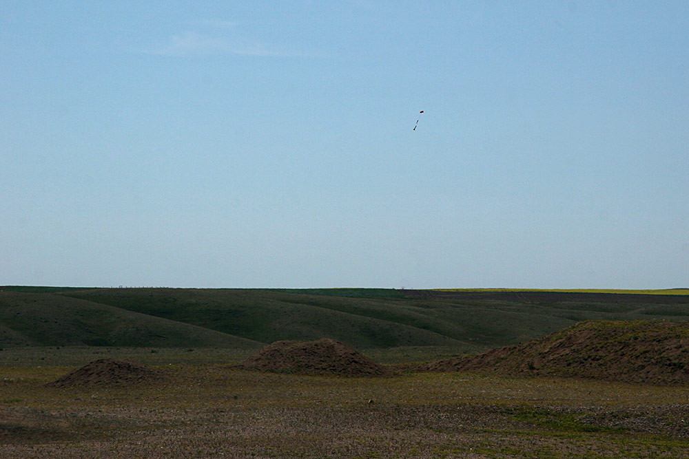 however this time, it lands a <br />kilometer to the south...