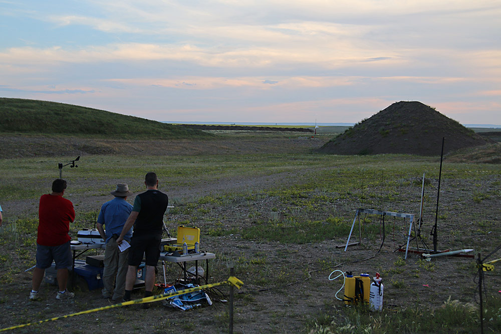 the wind died down, so Jason prepared<br />to launch one of his larger rockets...