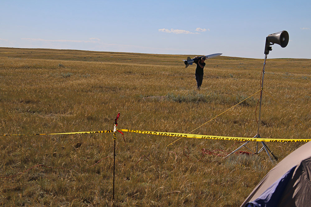 Robert retrieving his rocket...