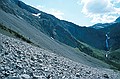 Fossil falls. The route continues towards the headwall on the left.