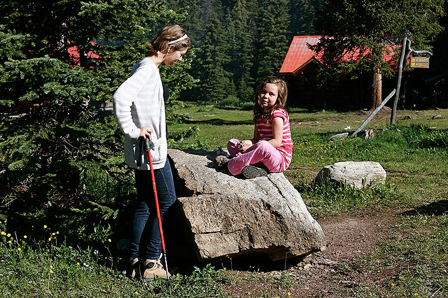 Sarah and 'Bella, on her favorite rock...
