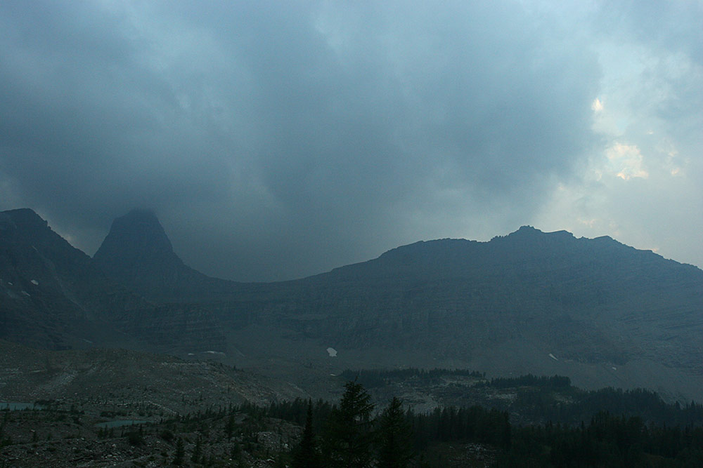 Our last day started out with rain clouds <br />and haze from distant forest fires...