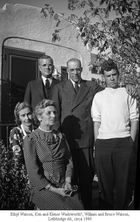 Ethyl Watson, Ken and Elenor Wadsworth?, William and Bruce Watson,<br />Lethbridge Ab, circa 1940