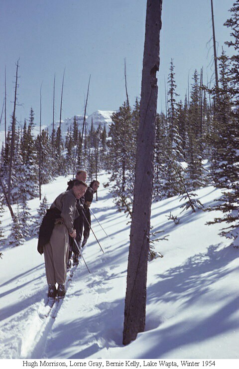 Hugh Morrison, Lorne Gray, Bernie Kelly, Lake Wapta, Winter 1954