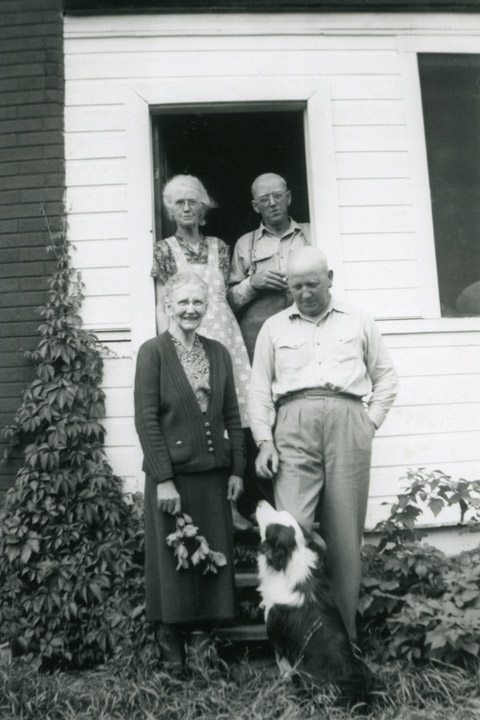 Top row: Mary Walker, Thomas H. Walker (Tammy), bottom: Elizabeth <br />Reid Walker, Alex Walker, at "The Bush" c.1957