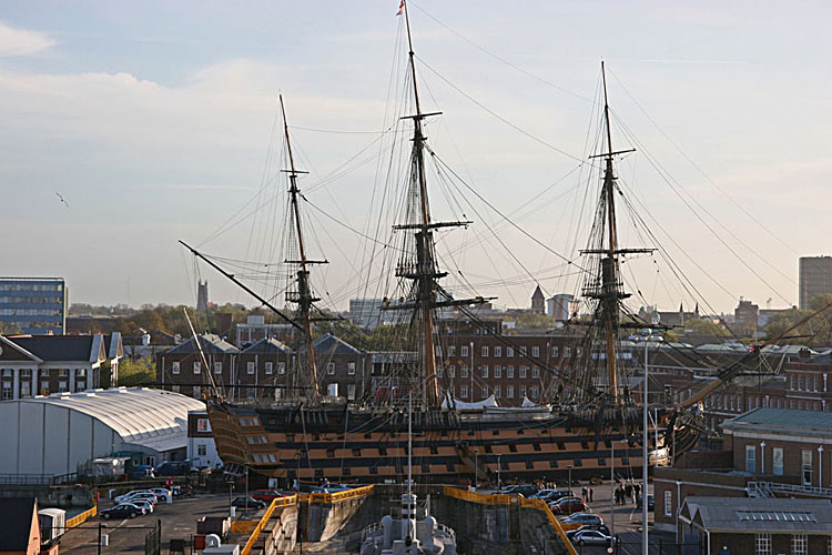 Nelson's ship, Victory, as seen from the Channel ferry