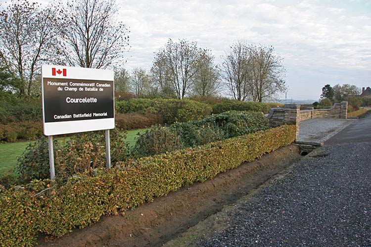 Canadian WWI Memorial at Courcelette. A scene of fierce fighting during <br />the battle of the Somme, and where tanks were first used.
