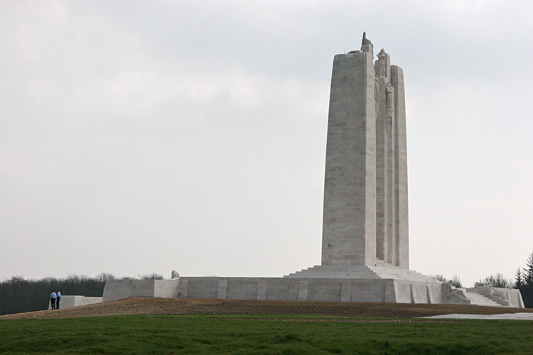 The Vimy Memorial as seen from the side road down to the viewing area.