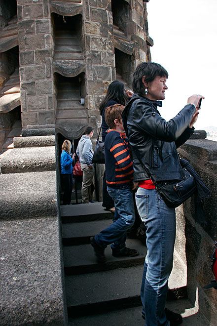 tourists on the walkway between <br />the two Bell towers...