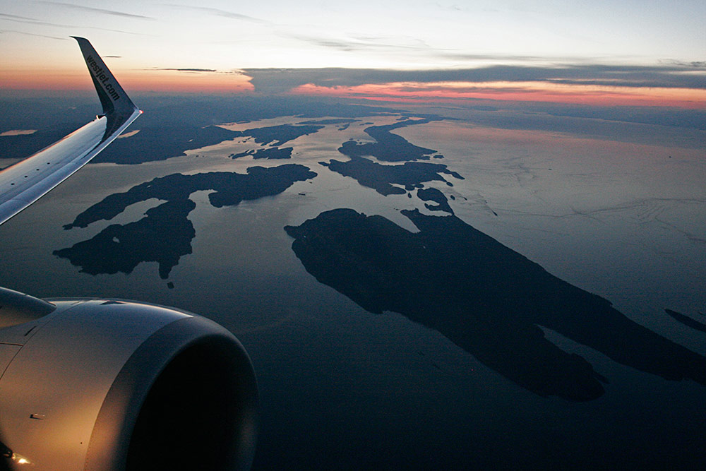 the Gulf Islands at dusk.